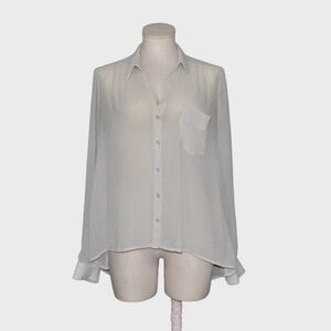 Ecote Sheer Button Down Blouse